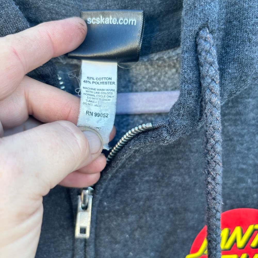 Santa Cruz Gray Zip Hoodie with Red & Yellow Logo - Picture 4 of 5